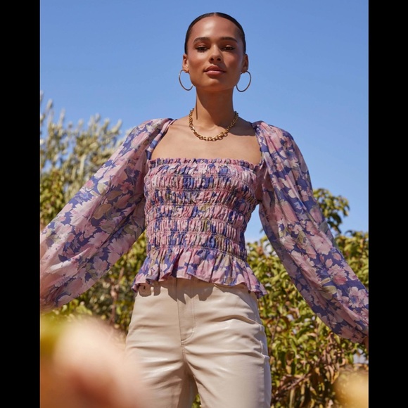 Astr Tops - REVOLVE ASTR THE LABEL Nicollete Top in Purple & Pink Floral Medium